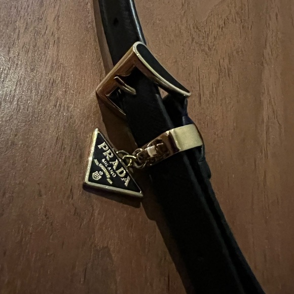 Prada Black Belt with gold hardware and charm. - Picture 6 of 8
